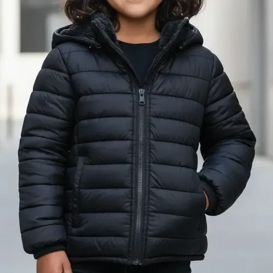Jaqueta Puffer Infantil de Inverno Peluciada, Térmica e Quente