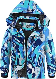 BOYLOVE Boy’s Ski Jacket — Waterproof Winter Coat, Fleece, Windproof, Detachable Hood