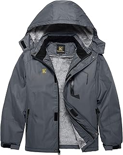 Keevoom Boy’s Waterproof Ski Jacket — Warm Thick Snow Coat, Windproof Fleece, Hooded